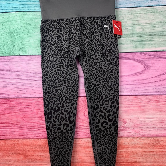 PUMA activewear Seamless Highwaisted grey and black cheetah print leggings NWT